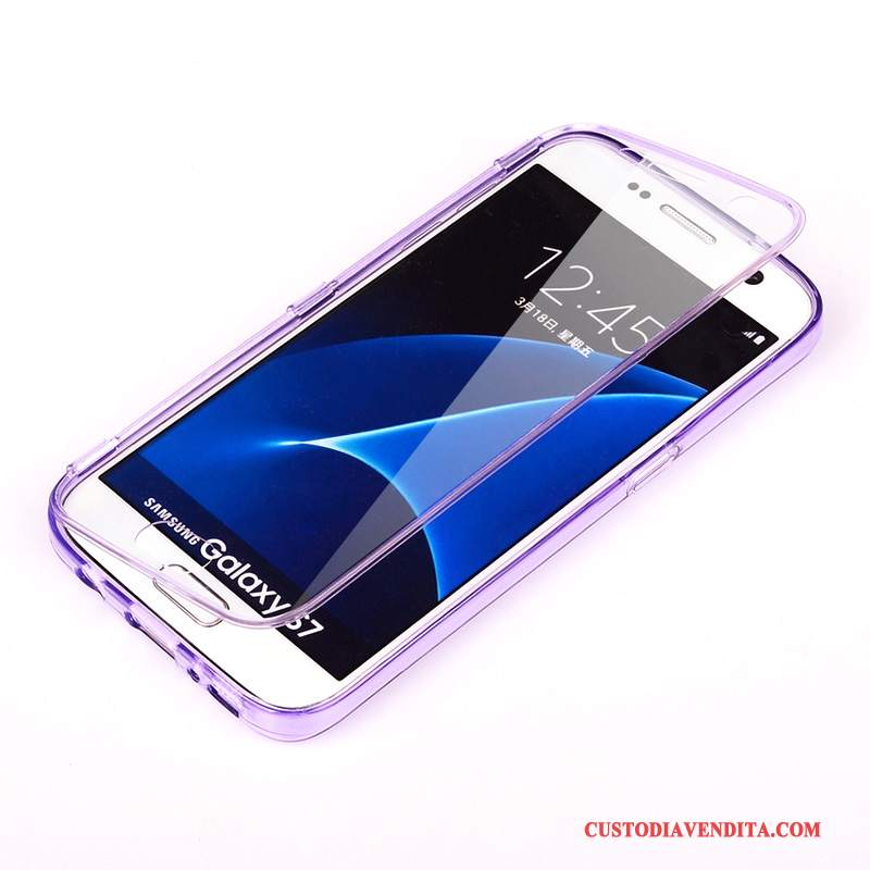 Custodia Samsung Galaxy S7 Protezione Telefono Porpora, Cover Samsung Galaxy S7 Silicone Trasparente Anti-caduta