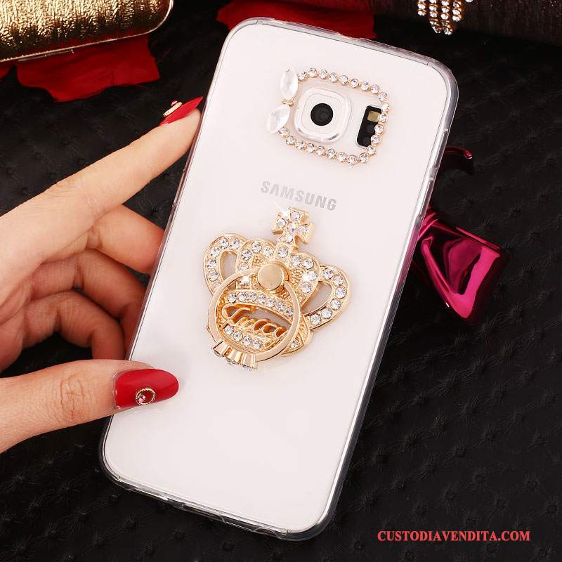 Custodia Samsung Galaxy S7 Silicone Anti-caduta Ring, Cover Samsung Galaxy S7 Strass Morbido Oro