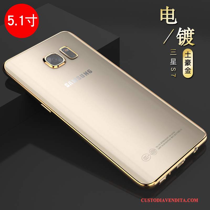 Custodia Samsung Galaxy S7 Silicone Morbido Oro, Cover Samsung Galaxy S7 Protezione Sottile Anti-caduta