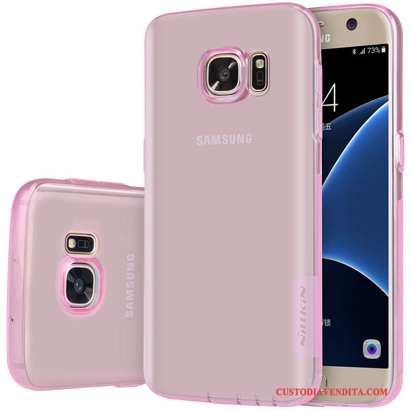 Custodia Samsung Galaxy S7 Silicone Morbido Rosa, Cover Samsung Galaxy S7 Telefono Trasparente