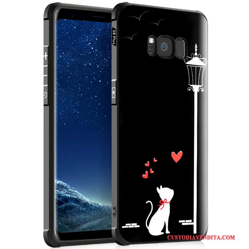 Custodia Samsung Galaxy S8+ Cartone Animato Tendenza Nero, Cover Samsung Galaxy S8+ Silicone Gasbag Macchiati