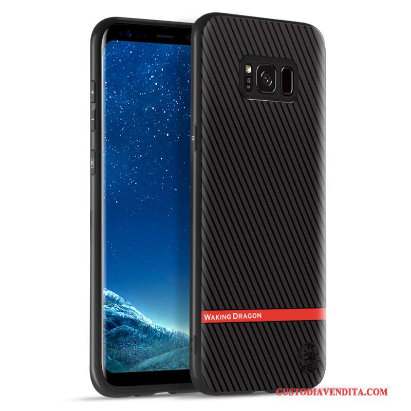 Custodia Samsung Galaxy S8+ Goffratura Affaritelefono, Cover Samsung Galaxy S8+ Protezione Nero Macchiati