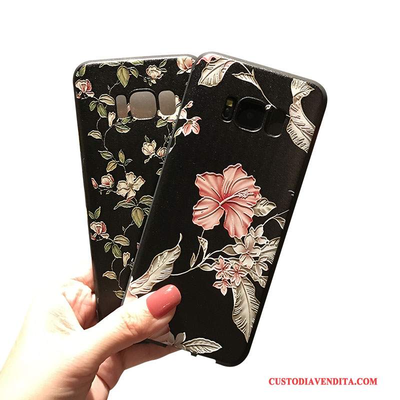 Custodia Samsung Galaxy S8+ Goffratura Nero Morbido, Cover Samsung Galaxy S8+ Protezione Telefono Piccola