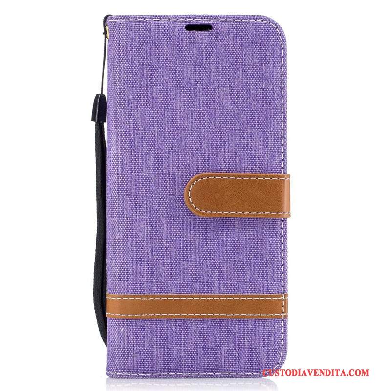 Custodia Samsung Galaxy S8+ Pelle Porpora Denim, Cover Samsung Galaxy S8+ Portafoglio