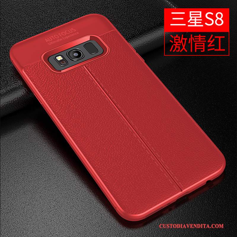 Custodia Samsung Galaxy S8 Pelle Rosso Morbido, Cover Samsung Galaxy S8 Protezione Anti-caduta Tendenza