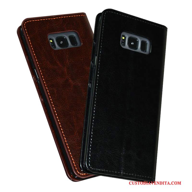 Custodia Samsung Galaxy S8+ Protezione Lussotelefono, Cover Samsung Galaxy S8+ Pelle Nero Affari