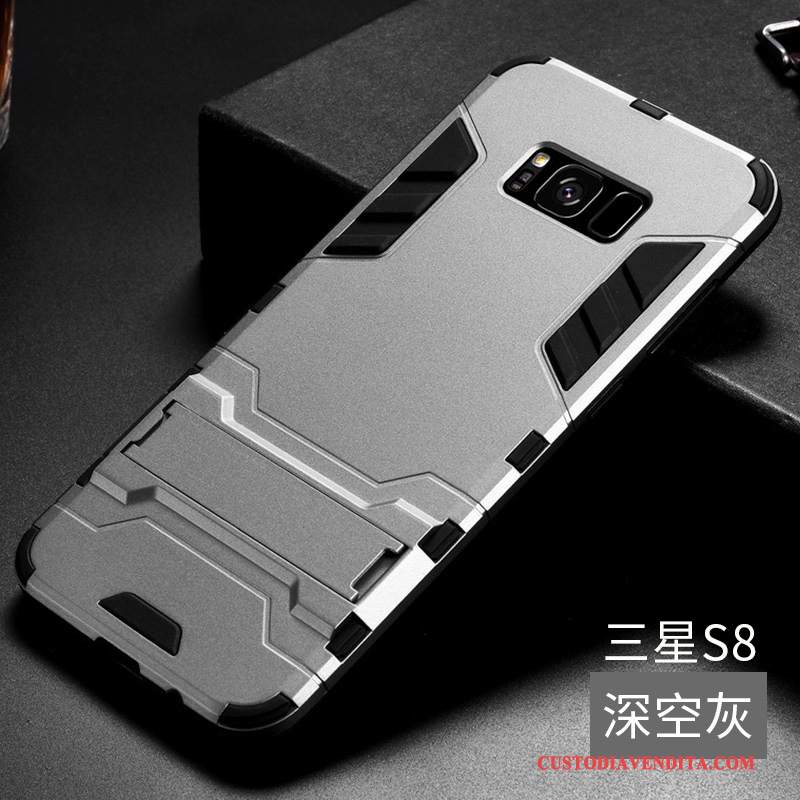 Custodia Samsung Galaxy S8 Protezione Vetro Temperato Grigio, Cover Samsung Galaxy S8 Tutto Incluso Trasparente