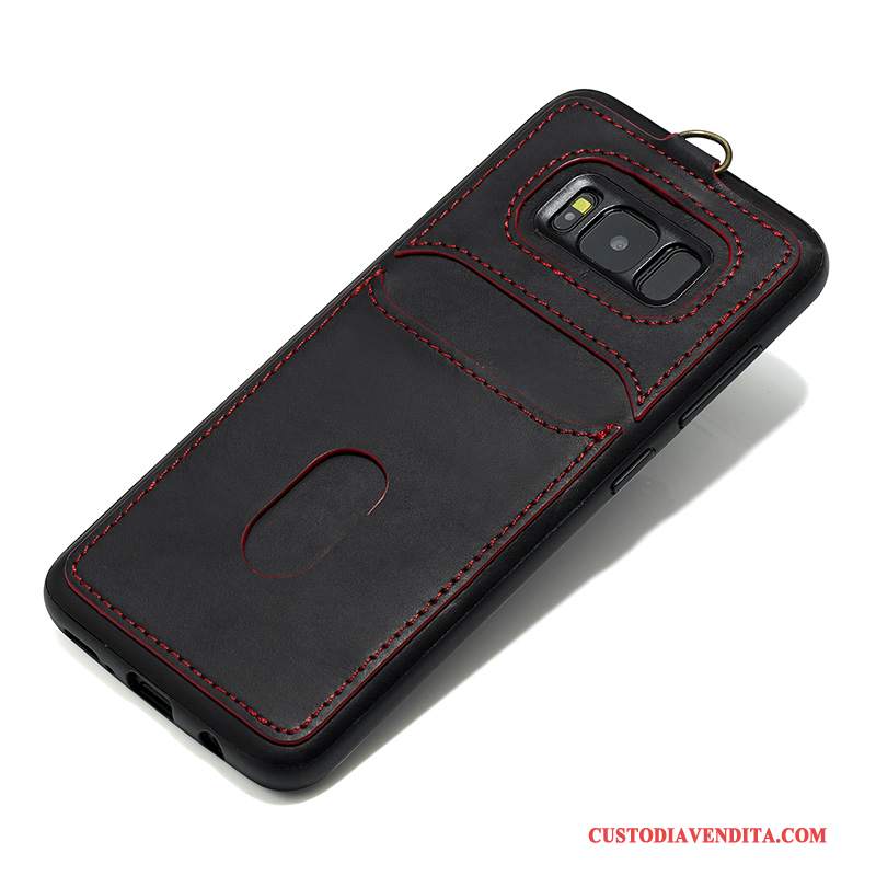 Custodia Samsung Galaxy S8 Silicone Nero Lusso, Cover Samsung Galaxy S8 Pelle Tutto Incluso Anti-caduta