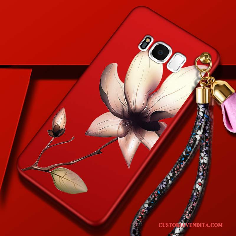 Custodia Samsung Galaxy S8 Silicone Ornamenti Appesi Anti-caduta, Cover Samsung Galaxy S8 Protezione Macchiati Rosso