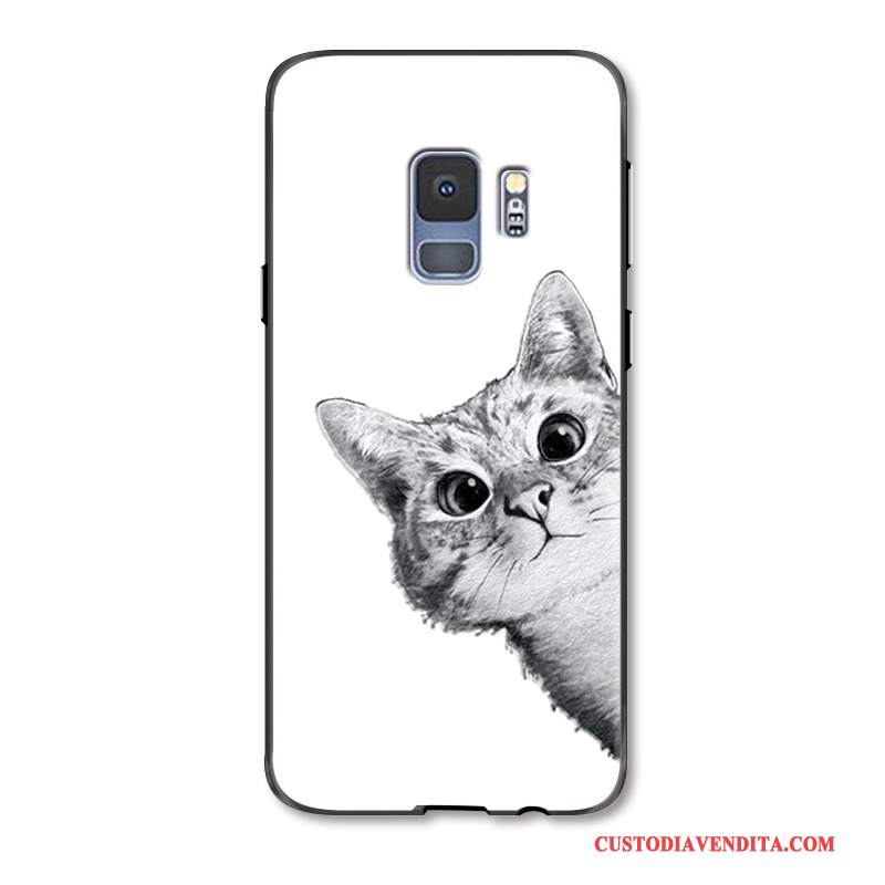 Custodia Samsung Galaxy S9 Cartone Animato Ornamenti Appesitelefono, Cover Samsung Galaxy S9 Goffratura Bianco Mucca