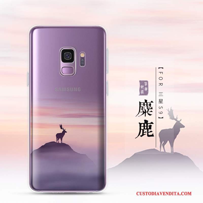 Custodia Samsung Galaxy S9 Creativo Porpora Tendenza, Cover Samsung Galaxy S9 Silicone Scenario Morbido