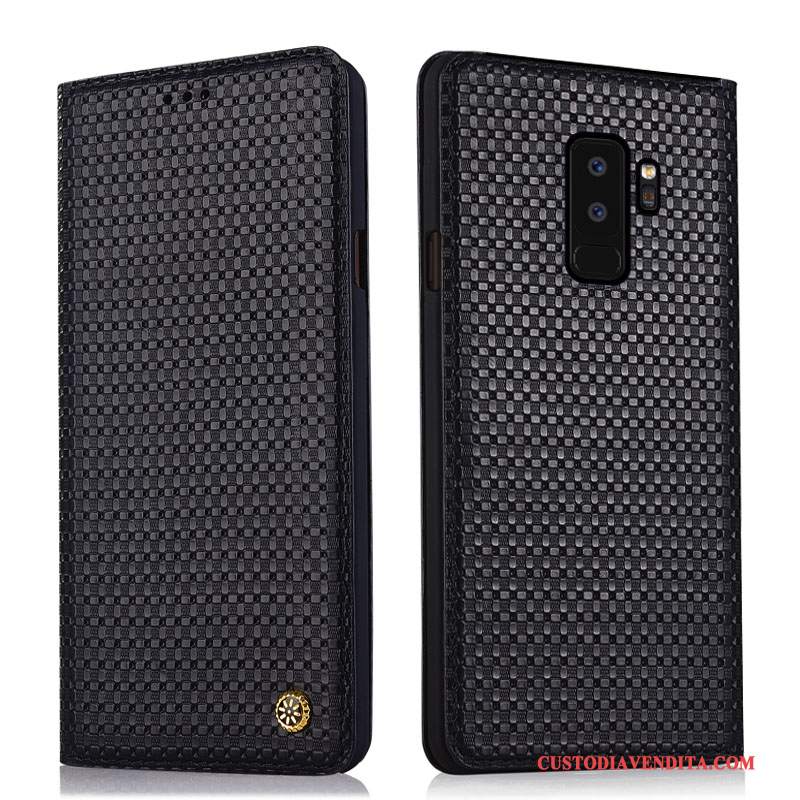 Custodia Samsung Galaxy S9+ Folio Nuovotelefono, Cover Samsung Galaxy S9+ Pelle Nero Affari