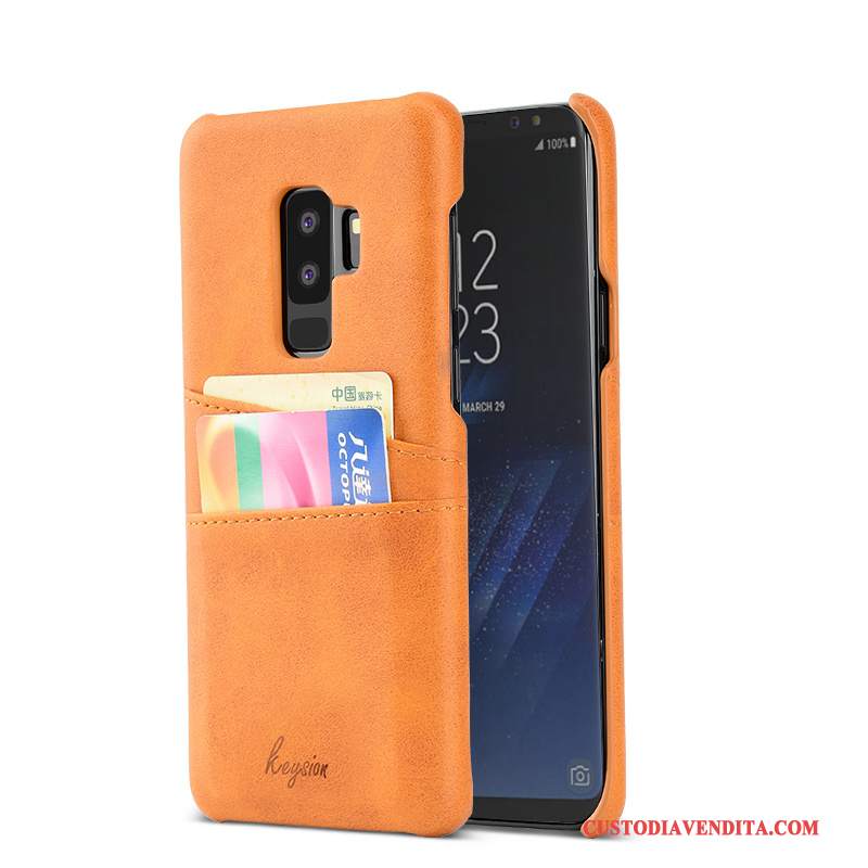 Custodia Samsung Galaxy S9+ Moda Tendenza Carta, Cover Samsung Galaxy S9+ Pelle Arancione Affari