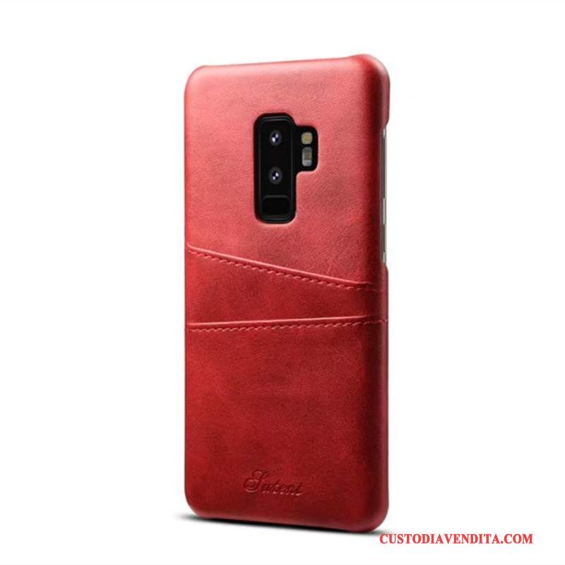 Custodia Samsung Galaxy S9+ Pelle Anti-caduta Carta, Cover Samsung Galaxy S9+ Protezione Rossotelefono