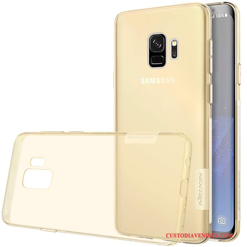 Custodia Samsung Galaxy S9 Protezione Anti-caduta Oro, Cover Samsung Galaxy S9 Morbido Trasparente