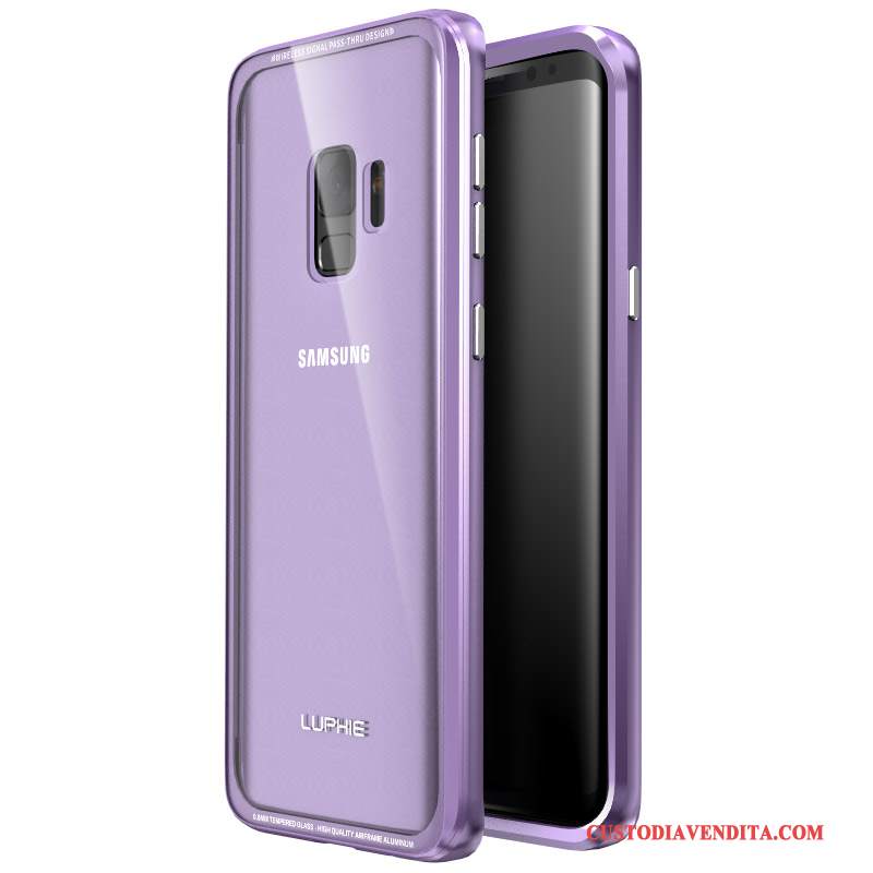 Custodia Samsung Galaxy S9 Protezione Porpora Coperchio Posteriore, Cover Samsung Galaxy S9 Vetro Temperato Tutto Incluso