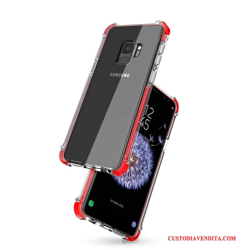 Custodia Samsung Galaxy S9 Silicone Telefono Trasparente, Cover Samsung Galaxy S9 Protezione Rosso Tutto Incluso