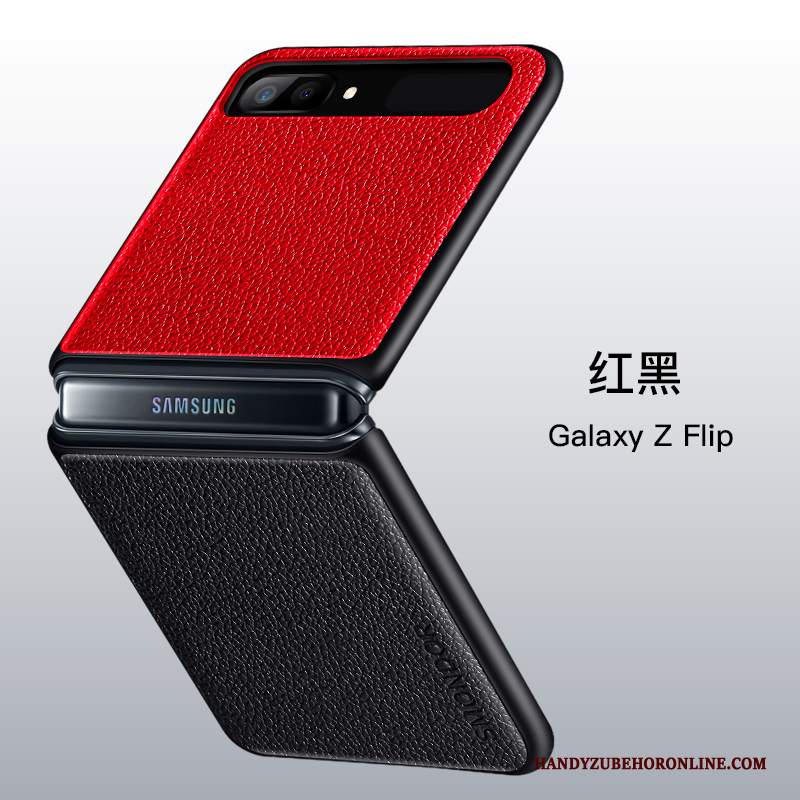 Custodia Samsung Z Flip Pelle Anti-caduta Tutto Incluso, Cover Samsung Z Flip Silicone Nerotelefono