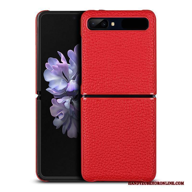 Custodia Samsung Z Flip Pelle Piegaretelefono, Cover Samsung Z Flip Protezione Rosso Anti-caduta