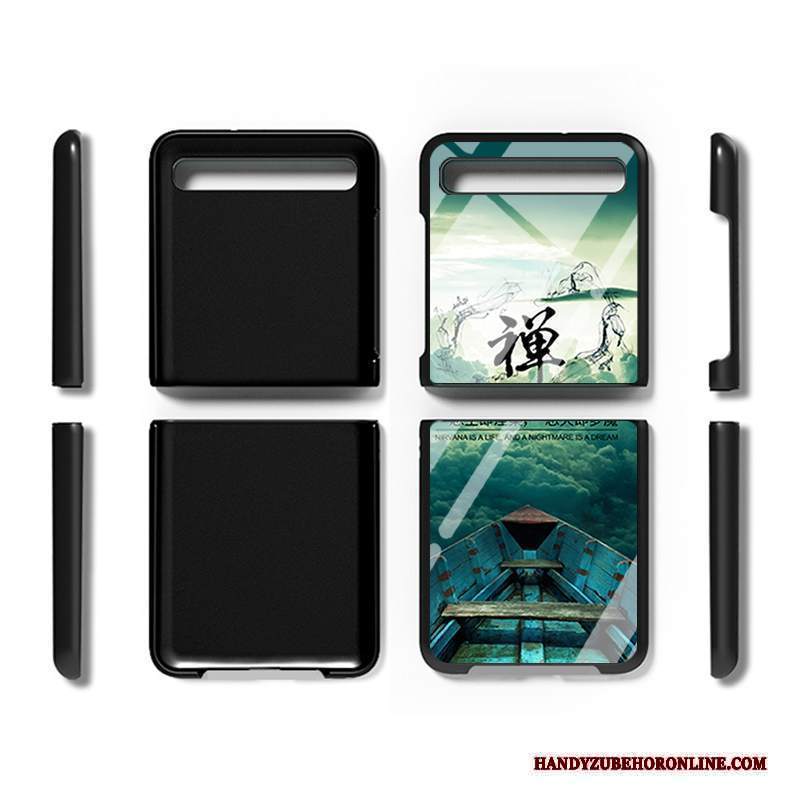 Custodia Samsung Z Flip Protezione Telefono Vetro, Cover Samsung Z Flip Difficile Verde