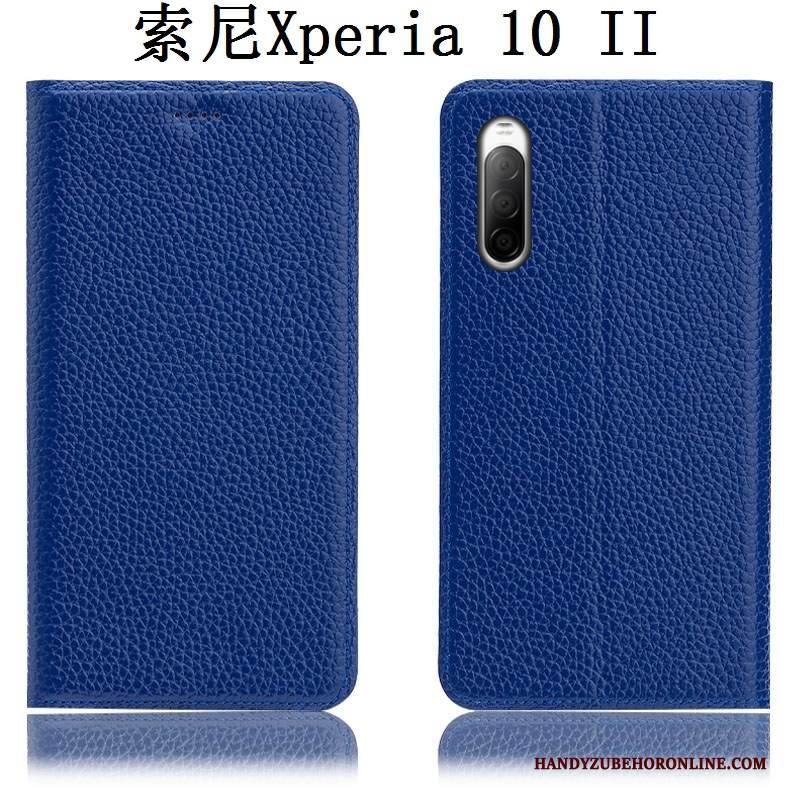 Custodia Sony Xperia 10 Ii Protezione Modello Anti-caduta, Cover Sony Xperia 10 Ii Pelle Telefono Blu