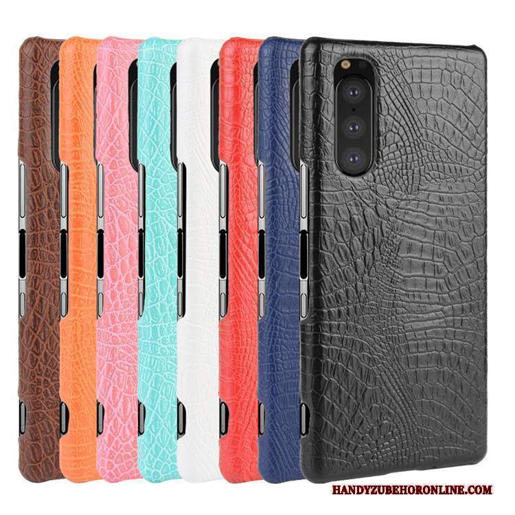 Custodia Sony Xperia 5 Pelle Modello Coccodrillo Qualità, Cover Sony Xperia 5 Protezione Borse Difficile