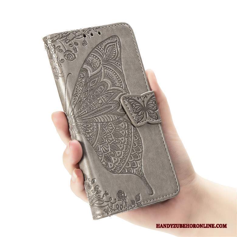 Custodia Sony Xperia 5 Pelle Morbidotelefono, Cover Sony Xperia 5 Folio Grigio Anti-caduta