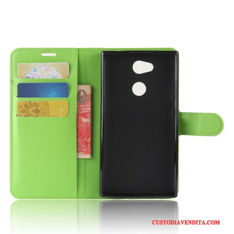 Custodia Sony Xperia L2 Portafoglio Verde, Cover Sony Xperia L2 Pelle