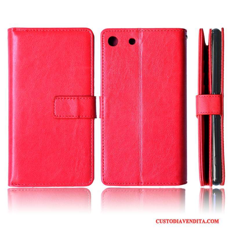Custodia Sony Xperia M5 Dual Protezione Rosso Anti-caduta, Cover Sony Xperia M5 Dual Pelle Telefono Carta