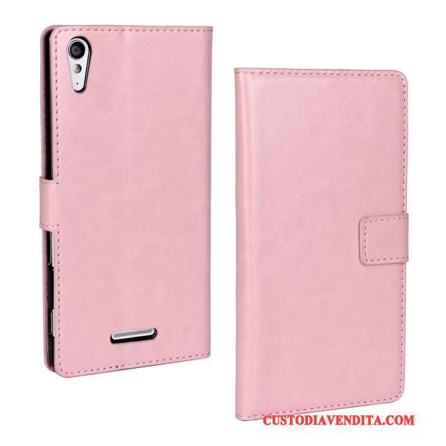 Custodia Sony Xperia T3 Pelle Rosa Qualità, Cover Sony Xperia T3 Protezione Telefono