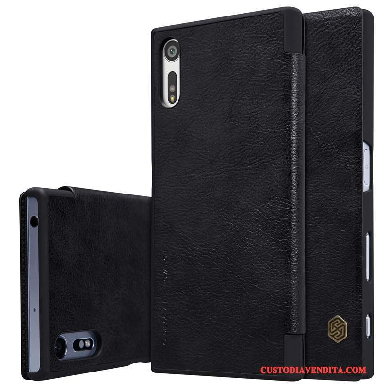 Custodia Sony Xperia Xz Pelle Oro Nero, Cover Sony Xperia Xz Protezione Telefono