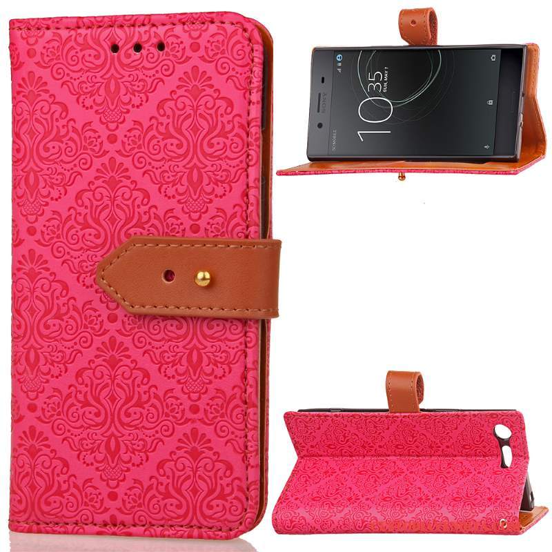 Custodia Sony Xperia Xz Premium Pelle Rosso Morbido, Cover Sony Xperia Xz Premium Folio Telefono Tutto Incluso