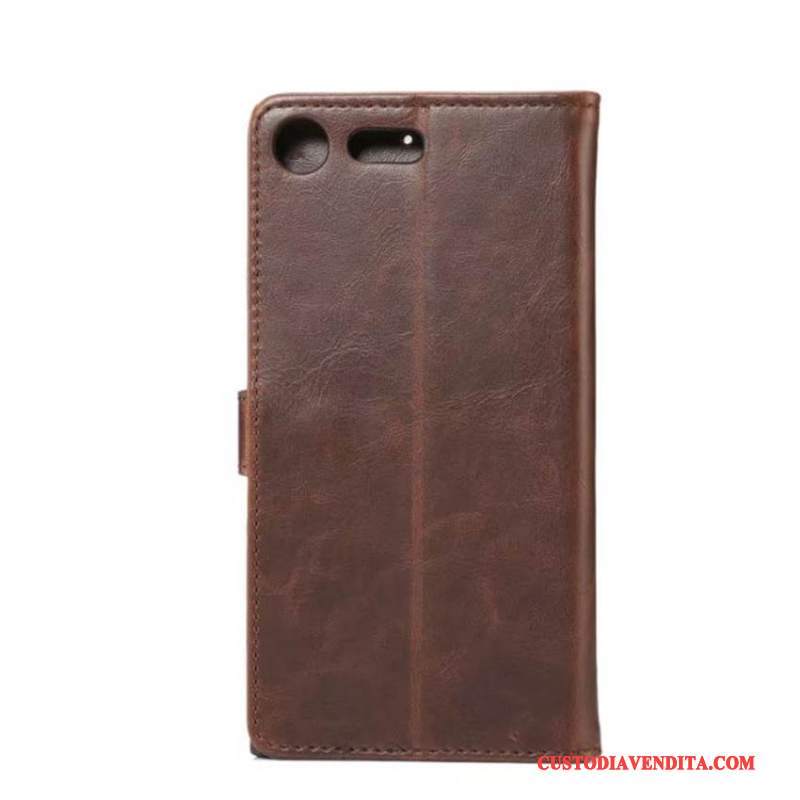 Custodia Sony Xperia Xz1 Pelle Fibbia Supporto, Cover Sony Xperia Xz1 Protezione Telefono Carta