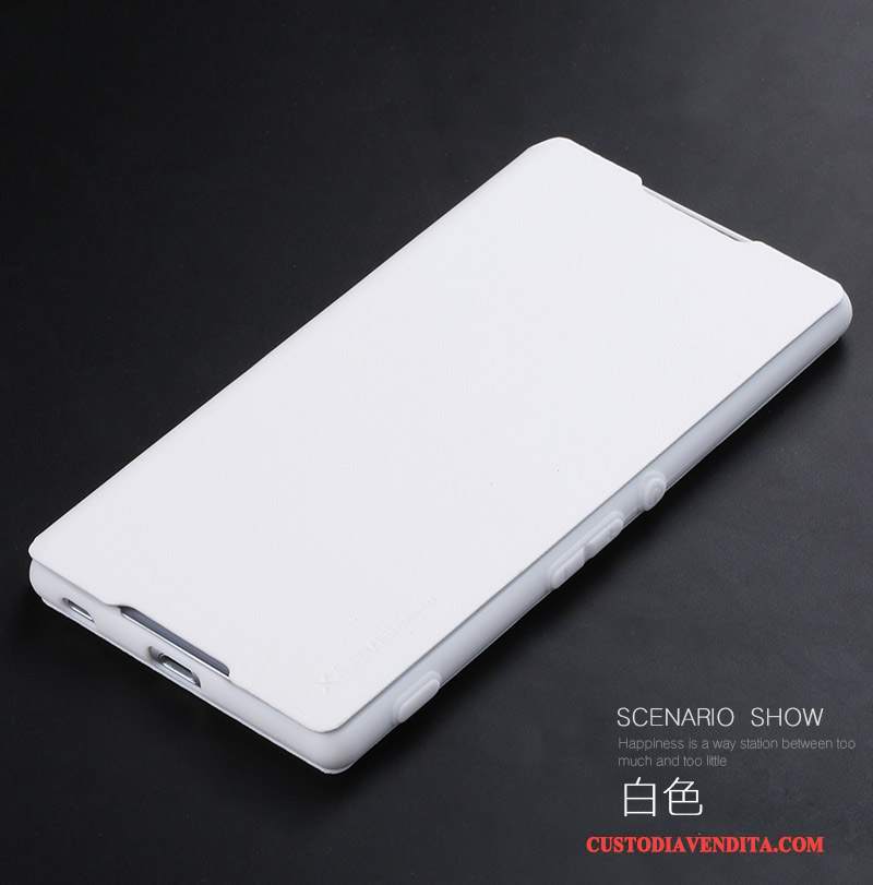 Custodia Sony Xperia Z3+ Pelle Telefono Bianco, Cover Sony Xperia Z3+ Folio Sottile Semplici