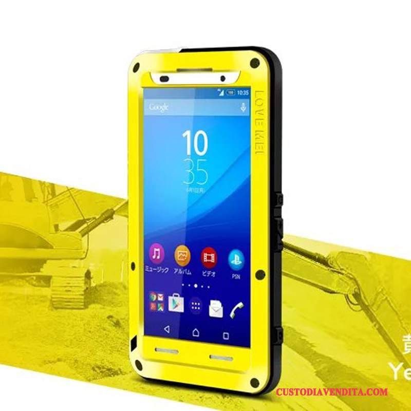 Custodia Sony Xperia Z3+ Silicone Metallo Giallo, Cover Sony Xperia Z3+ Protezione Anti-cadutatelefono