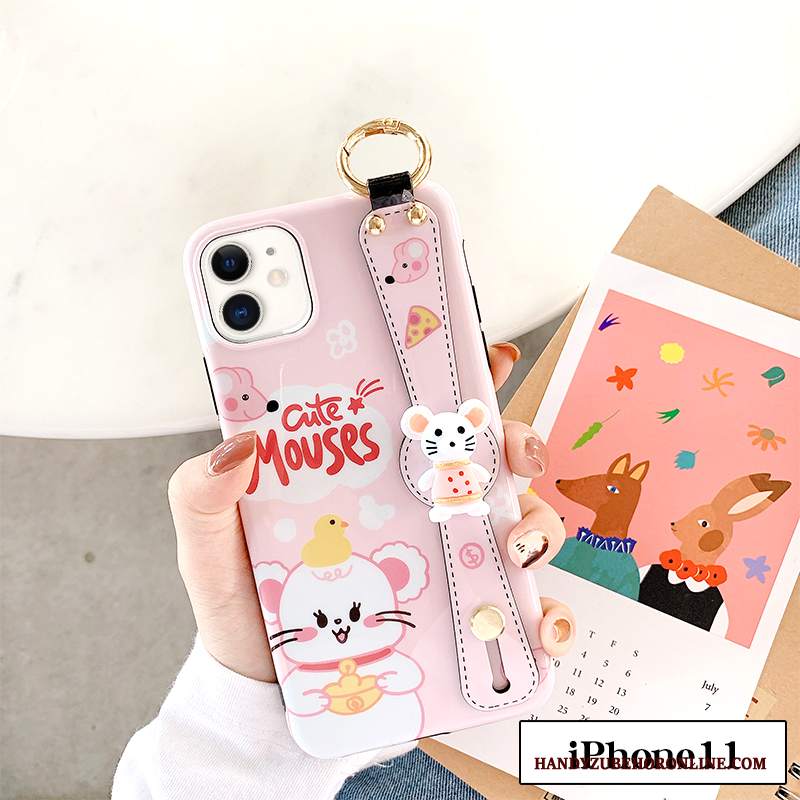 Custodia iPhone 11 Cartone Animato Nuovo Rosa, Cover iPhone 11 Silicone Ratto Bello