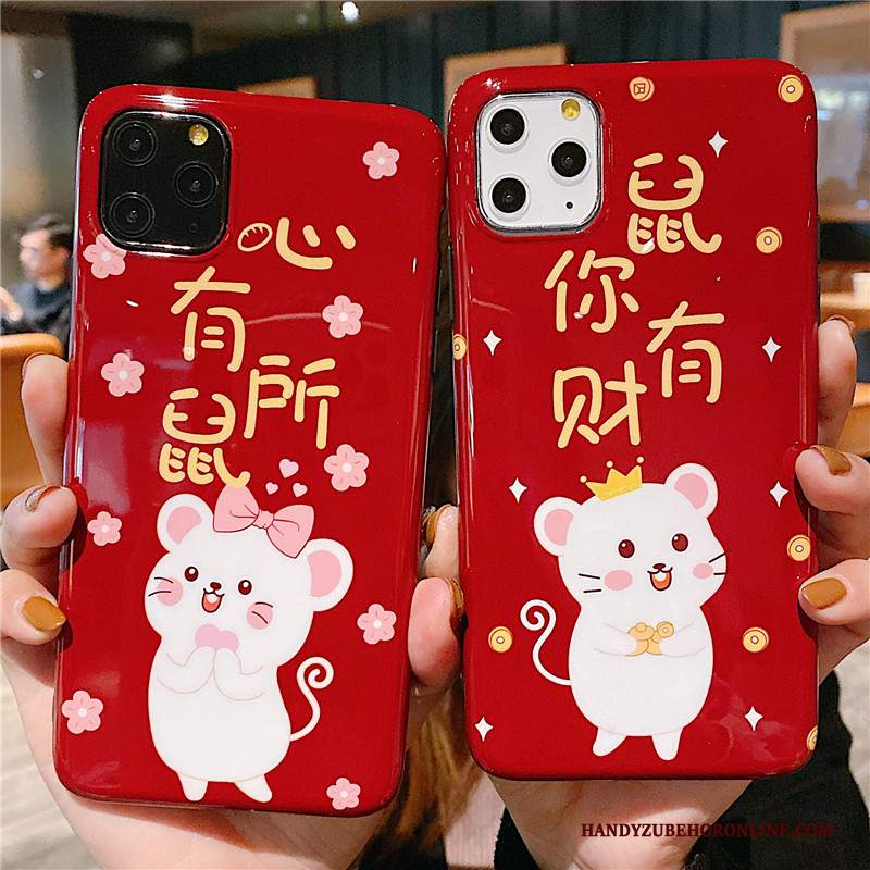 Custodia iPhone 11 Pro Cartone Animato Rosso Anti-caduta, Cover iPhone 11 Pro Creativo Amanti Morbido