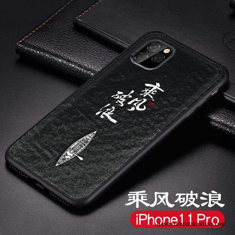 Custodia iPhone 11 Pro Max Colore Anti-caduta Nuovo, Cover iPhone 11 Pro Max Pelle Macchiati Nero