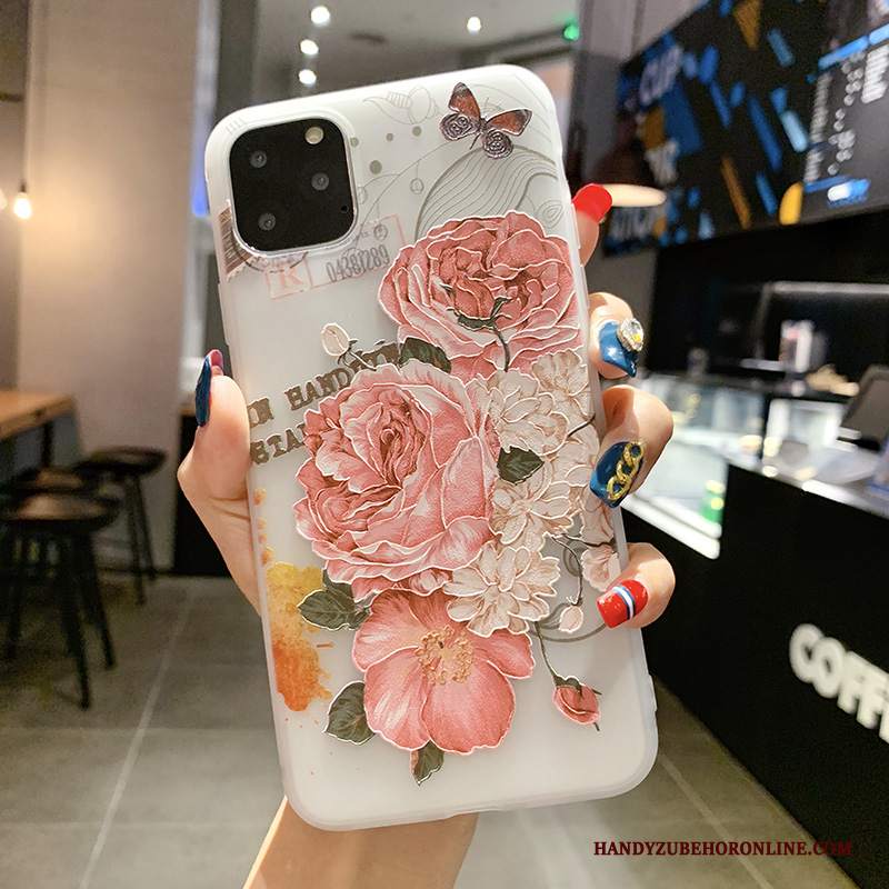 Custodia iPhone 11 Pro Max Goffratura Nuovo Macchiati, Cover iPhone 11 Pro Max Creativo Rosa Morbido