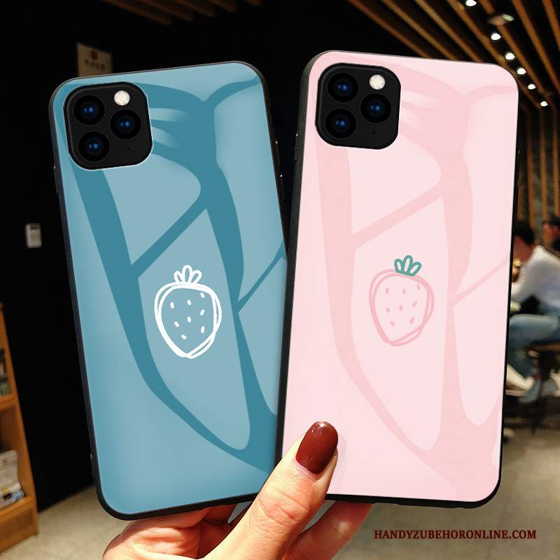 Custodia iPhone 11 Pro Max Moda Anti-caduta Fragola, Cover iPhone 11 Pro Max Protezione Vetro Semplici