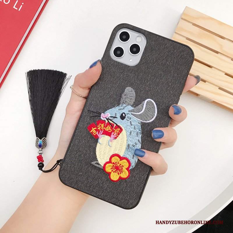 Custodia iPhone 11 Pro Max Ratto Peluche, Cover iPhone 11 Pro Max Nero Morbido