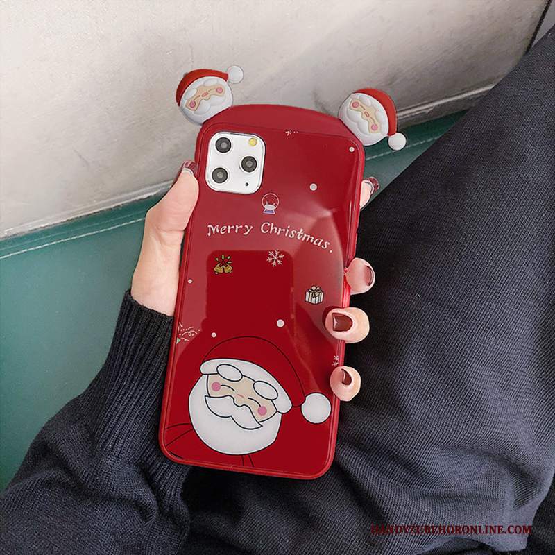 Custodia iPhone 11 Pro Moda Telefono Alce, Cover iPhone 11 Pro Cartone Animato Rosso Vetro