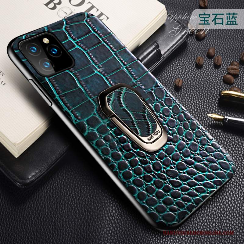 Custodia iPhone 11 Pro Pelle Blu Modello Coccodrillo, Cover iPhone 11 Pro Creativo Mucca Sottile