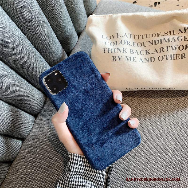 Custodia iPhone 11 Pro Pelle Flanella Blu, Cover iPhone 11 Pro Protezione Vento Amanti