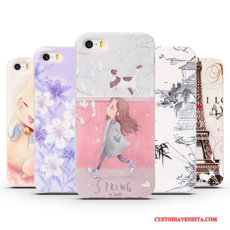 Custodia iPhone 5/5s Cartone Animato Nuovo Cool, Cover iPhone 5/5s Creativo Telefono Rosa