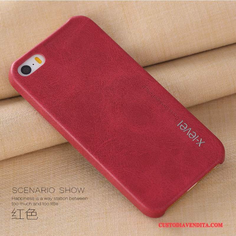 Custodia iPhone 5/5s Pelle Anti-caduta Tendenza, Cover iPhone 5/5s Protezione Sottile Rosso