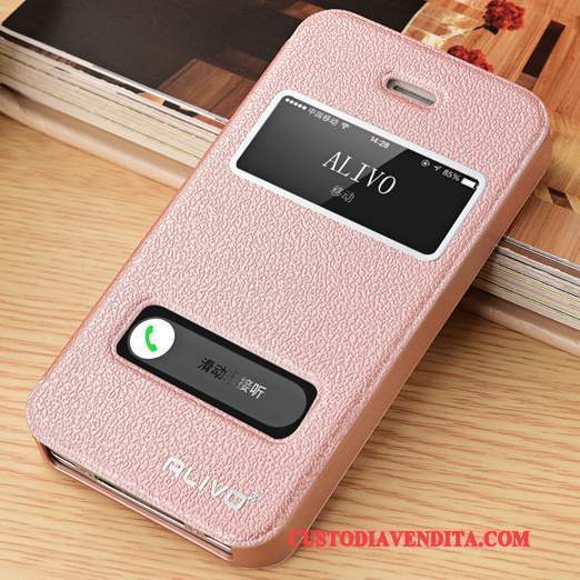 Custodia iPhone 5/5s Pelle Telefono Rosa, Cover iPhone 5/5s Protezione Anti-caduta