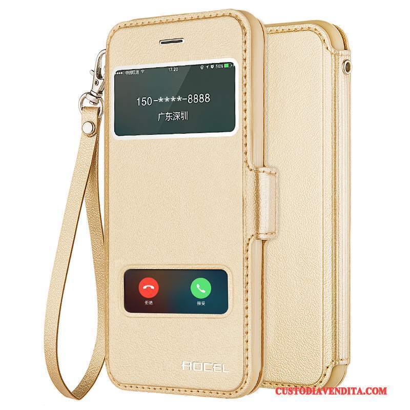 Custodia iPhone 5/5s Pelle Tendenza Oro, Cover iPhone 5/5s Folio Tutto Inclusotelefono