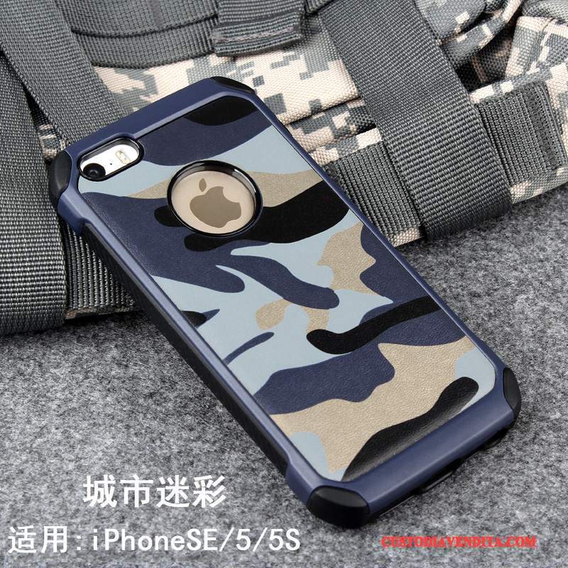 Custodia iPhone 5/5s Silicone Camuffamento Morbido, Cover iPhone 5/5s Creativo Telefono Blu