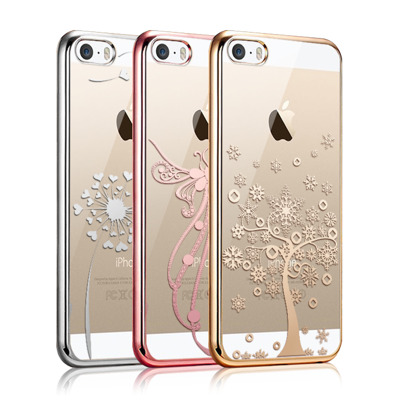 Custodia iPhone 5/5s Silicone Oro Morbido, Cover iPhone 5/5s Protezione Trasparentetelefono